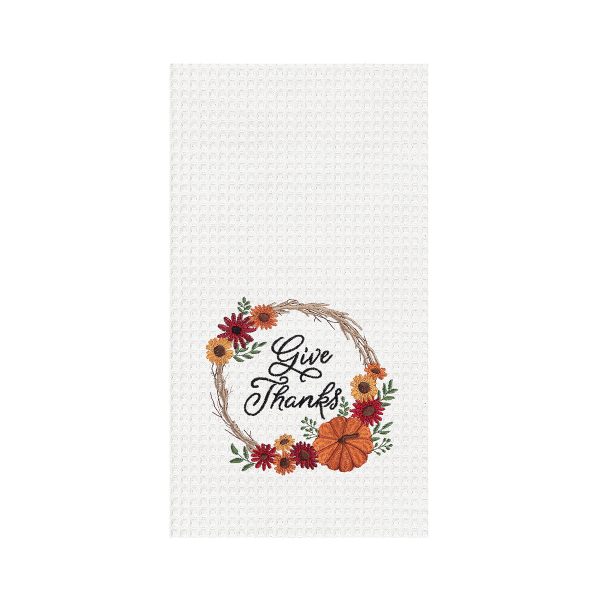 Give Thanks Harvest Wreath Kitchen Towel Supply