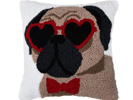 Pugs & Kisses Hooked Mini Pillow For Sale