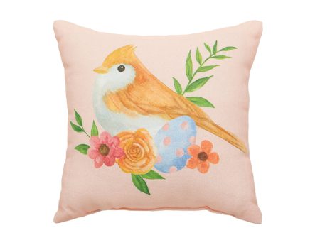 Pink Floral Bird Mini Pillow For Sale