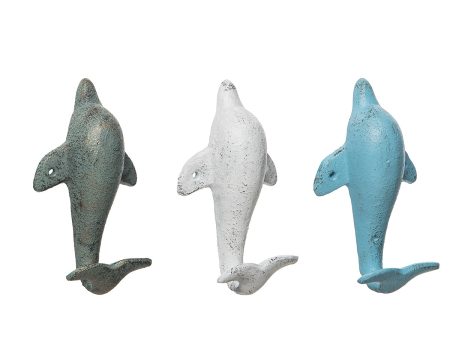 White Blue & Green Dolphin Hanger, Asst. of 3 For Sale