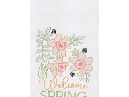 Welcome Spring Daffodil Kitchen Towel For Cheap