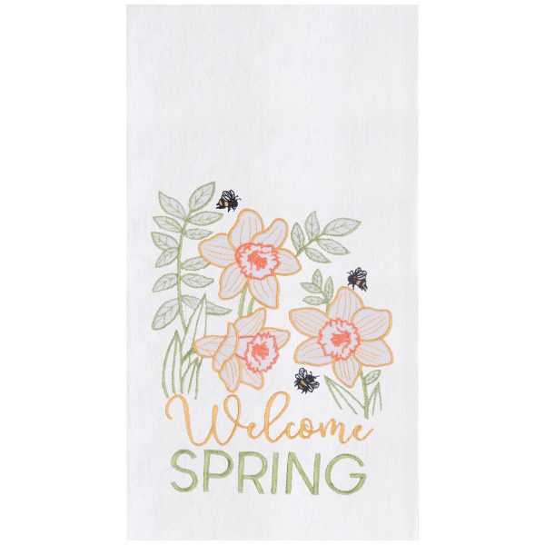 Welcome Spring Daffodil Kitchen Towel For Cheap