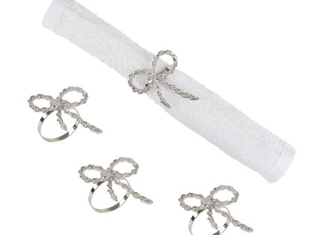 Silver Ribbon Napkin Ring, Set of 4 Cheap