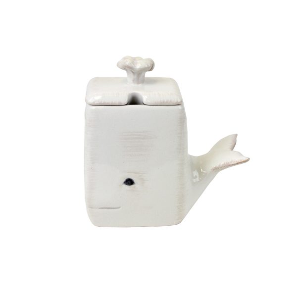 White Ceramic Whale Cream & Sugar Set Supply