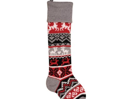 Winter Gray Deer Knit Stocking Sale