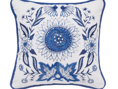 Blue Harvest Sunflower Mini Pillow For Sale