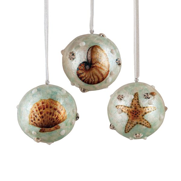 Shell Pearlize Ball Ornaments, Asst. of 3 Hot on Sale