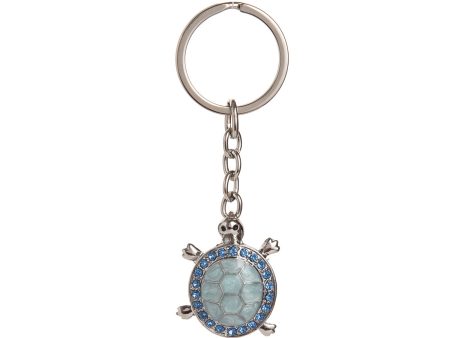 1.3 in. Metal Blue Turtle Keychain Online Hot Sale