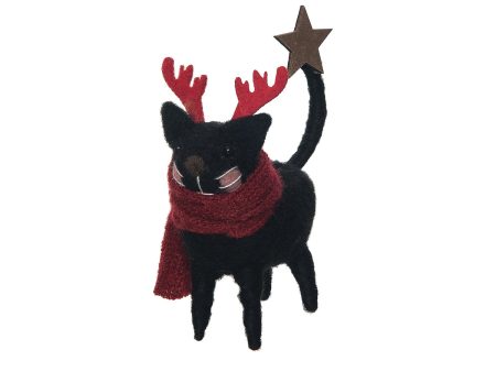 Black Cat Reindeer Figurine For Sale