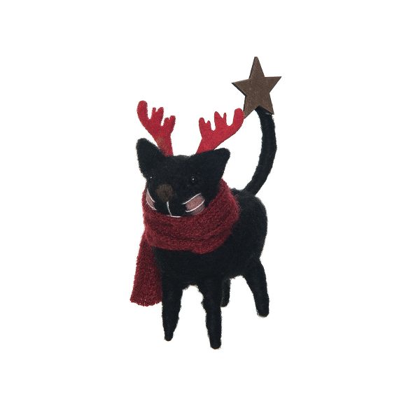 Black Cat Reindeer Figurine For Sale