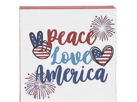 Peace Love America Shelf Block For Cheap