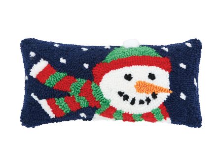 Winter Snowman Hooked Mini Pillow For Sale