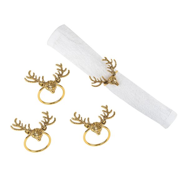 Bronze Deer Head Napkin Ring, Set of 4 Hot on Sale