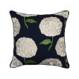 White Hydrangea on Navy Indoor Outdoor Pillow Online now