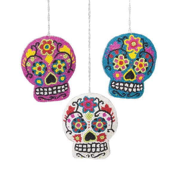 Bead Sugar Skull Ornaments, Asst. of 3 Hot on Sale