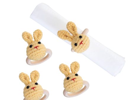 Yellow Knitted Bunny Napkin Ring, Set of 4 Fashion