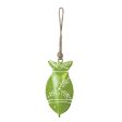 Hand-Painted Green Metal Fish Bell Chime For Sale