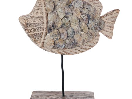 11 in. Round Wood Fish on Pole For Sale