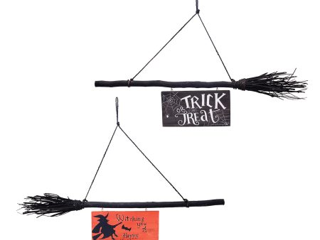 Witch Broom Wall Decor, Asst. of 2 Online Hot Sale