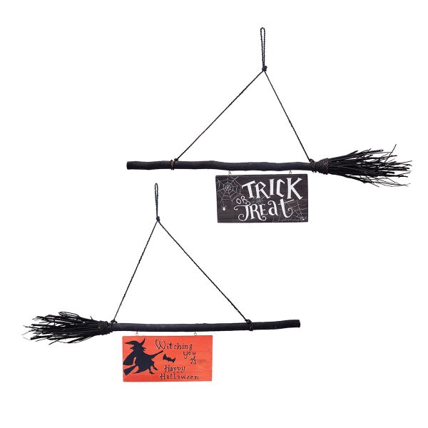 Witch Broom Wall Decor, Asst. of 2 Online Hot Sale