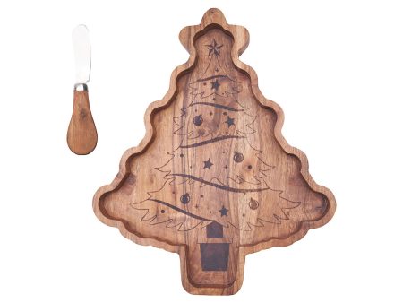 Christmas Tree Serving Board & Spreader Set Supply