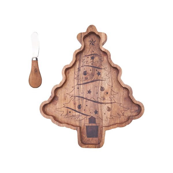 Christmas Tree Serving Board & Spreader Set Supply