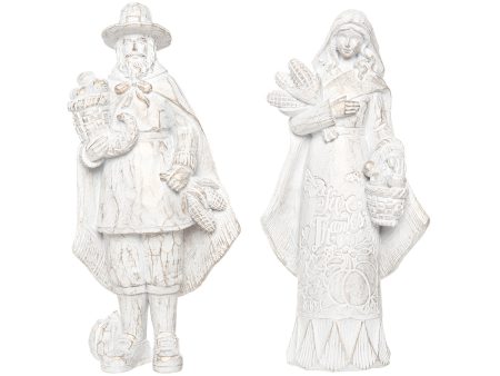 Champagne & White Pilgrim Couple Figurine, Asst. 2 Sale