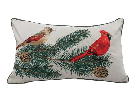 Cardinals & Pines on Beige Indoor Outdoor Pillow For Discount