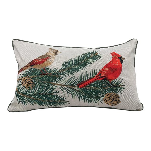 Cardinals & Pines on Beige Indoor Outdoor Pillow For Discount