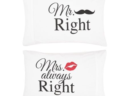 Mr & Mrs Right Pillowcase Set Sale