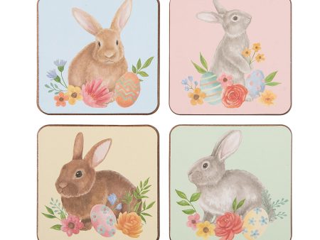 Floral Bunny Coasters, Set of 4 For Cheap