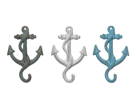 White Blue & Green Anchor Hanger, Asst. of 3 Online