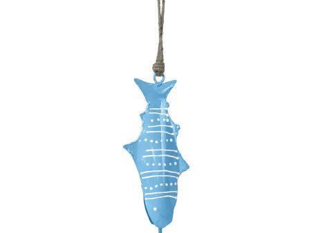 Hand-Painted Light Blue Metal Fish Bell Chime Discount