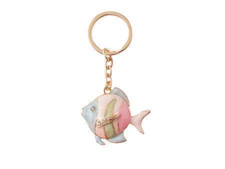 2.35 in. Metal Pink & Blue Fish Keychain Online now