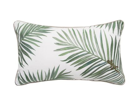 Sage Palm and Lizard Indoor Outdoor Lumbar Pillow on Sale