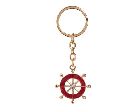 1.6 in. Metal Red Ships Wheel Keychain For Cheap