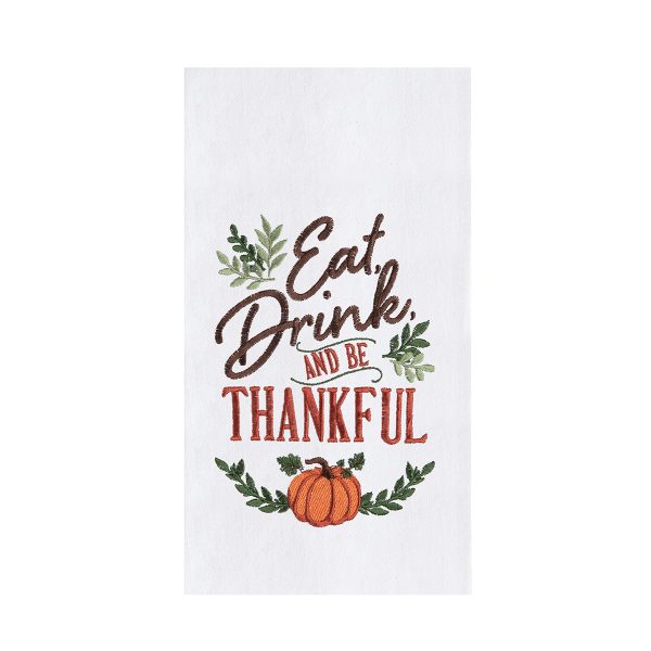 Eat, Drink, Thankful Pumpkin Kitchen Towel For Discount