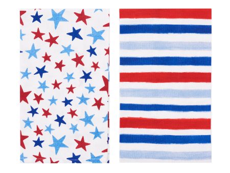 Watercolor Stars & Stripes Kitchen Towel, Set of 2 Discount