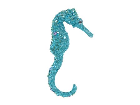 Aqua Glitter Seahorse Ornament Online