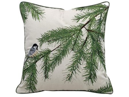 Chickadee and Bough Indoor Outdoor Pillow For Cheap