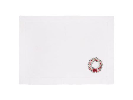 Wreath with Red Bow Placemat Hot on Sale