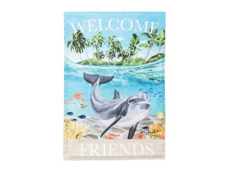 Welcome Friends Dolphin Flag For Cheap