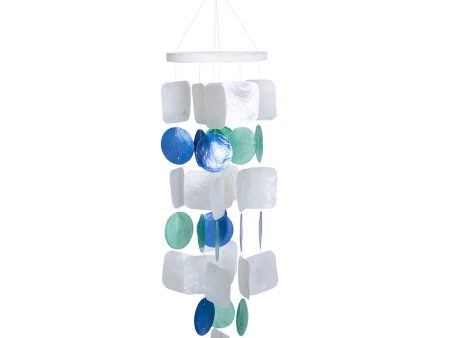 Blue Green & White Capiz Chime For Cheap