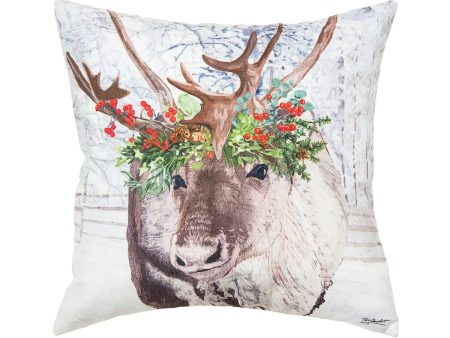 Reindeer Flower Crown Pillow For Sale