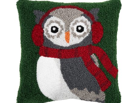 Winter Owl Hooked Mini Pillow Cheap