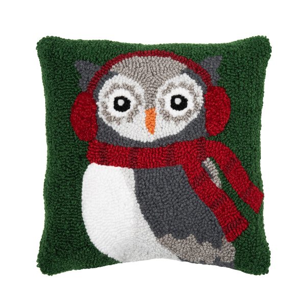 Winter Owl Hooked Mini Pillow Cheap