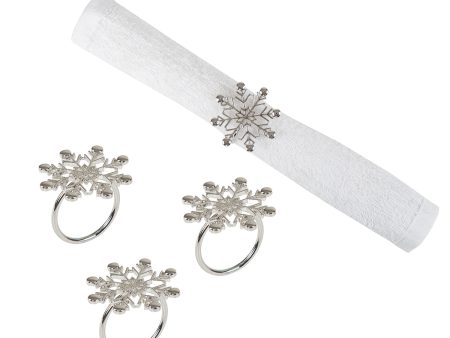 Silver Winter Snowflake Napkin Ring, Set of 4 Cheap