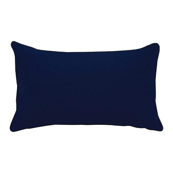 White Hydrangea on Navy Lumbar Indoor Outdoor Pillow For Sale