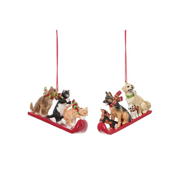 Cats & Dogs Sled Ornaments, Asst. of 2 on Sale