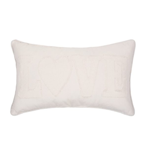 White Love Applique Pillow For Discount